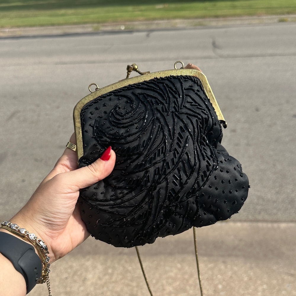 Vintage Black Beaded Purse